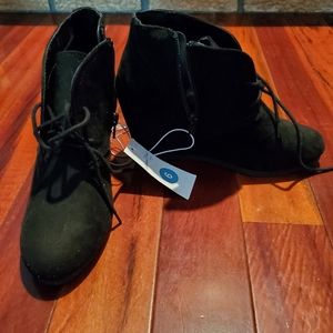 Black wedge bootie, size 6